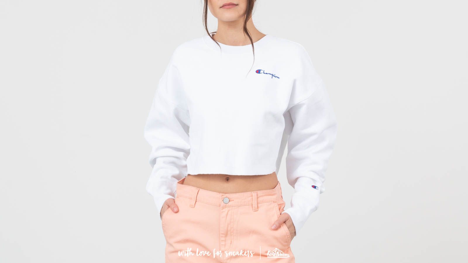 White cropped champion crewneck shop