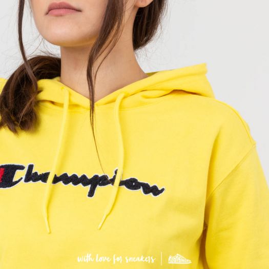 Yellow cropped champion hoodie shop