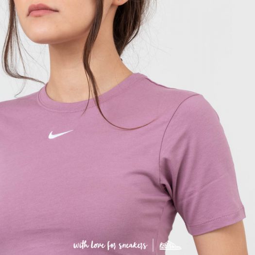 T shirts Nike Sportswear Essential Shortsleeve Crop Top Plum Dust White Footshop