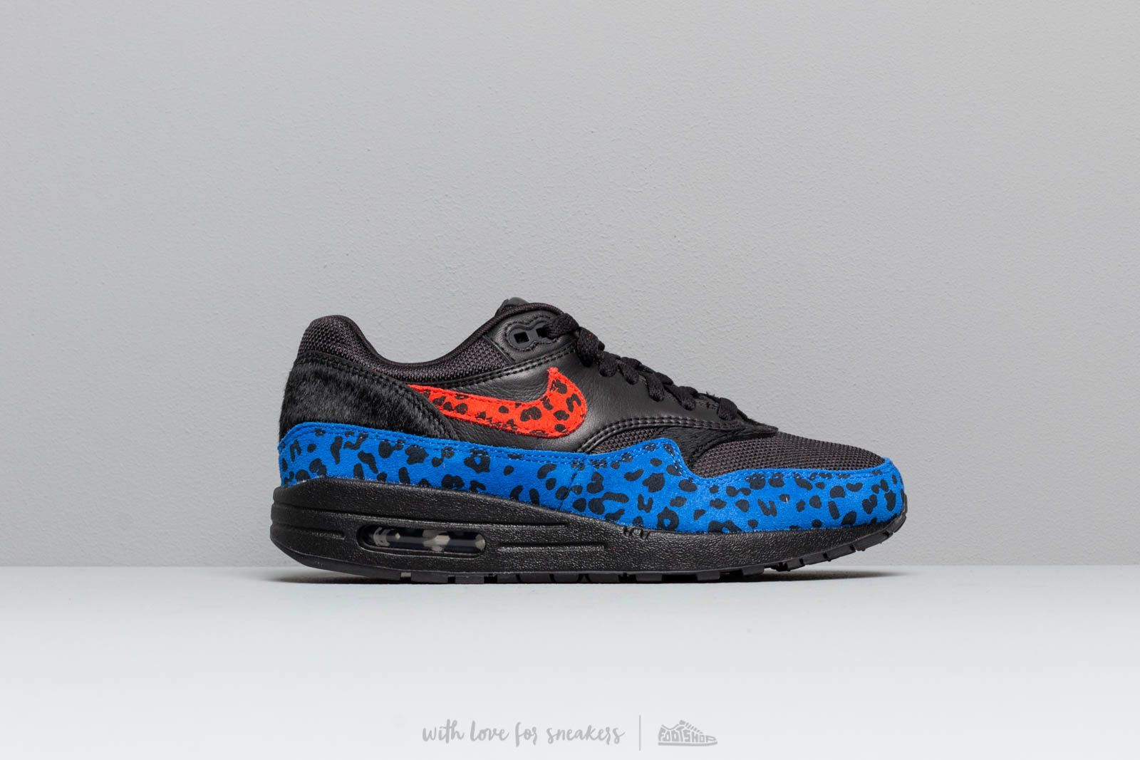 Women s shoes Nike W Air Max 1 Premium Black Habanero Red Racer Blue Footshop