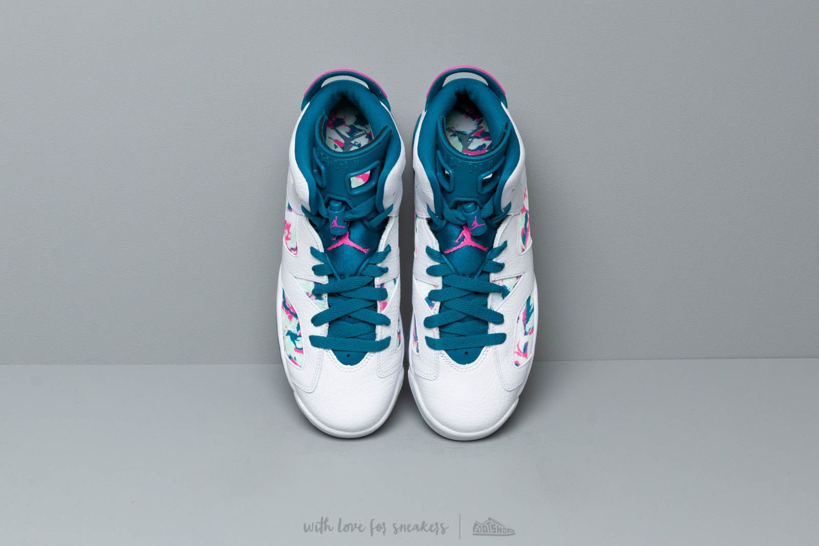 Women s shoes Air Jordan 6 Retro Gs White Laser Fuchsia Green Abyss Footshop