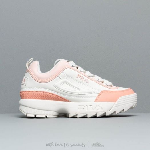 Salmon pink white fila shoes on sale
