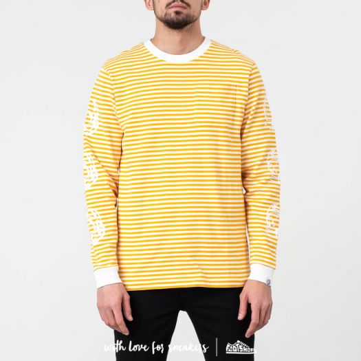 Yellow and white striped long best sale sleeve shirt