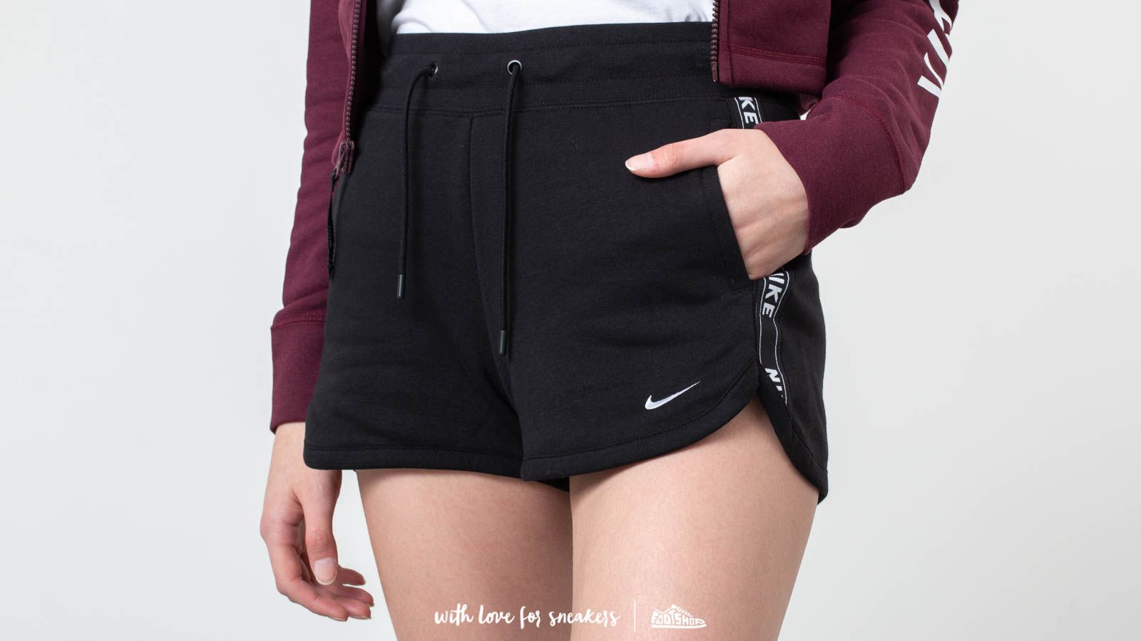 Shorts Nike Sportswear Logo Tape Fleece Short Black Black Black