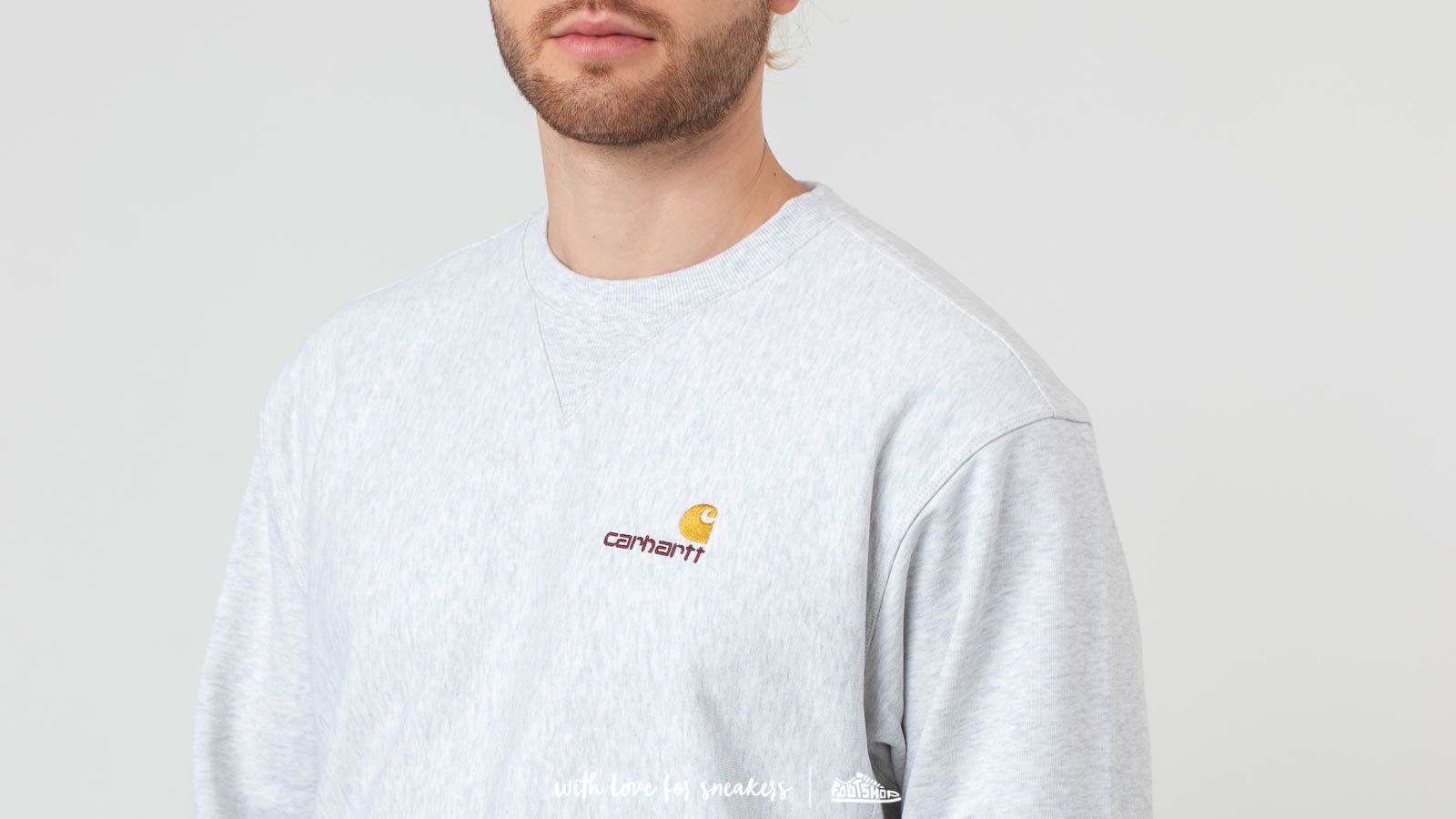 Mikiny Carhartt WIP American Script Crewneck Ash Heather