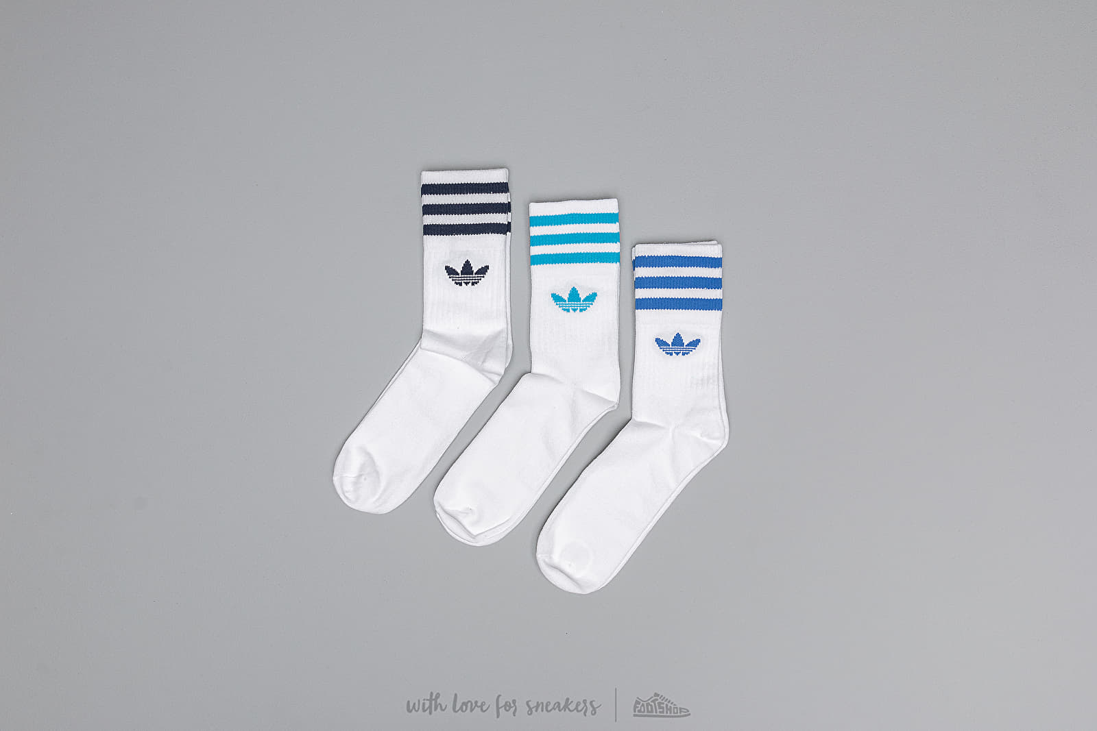 Kojinės adidas Mid Cut Crew 3-Pack Socks White/ Blue/ Black