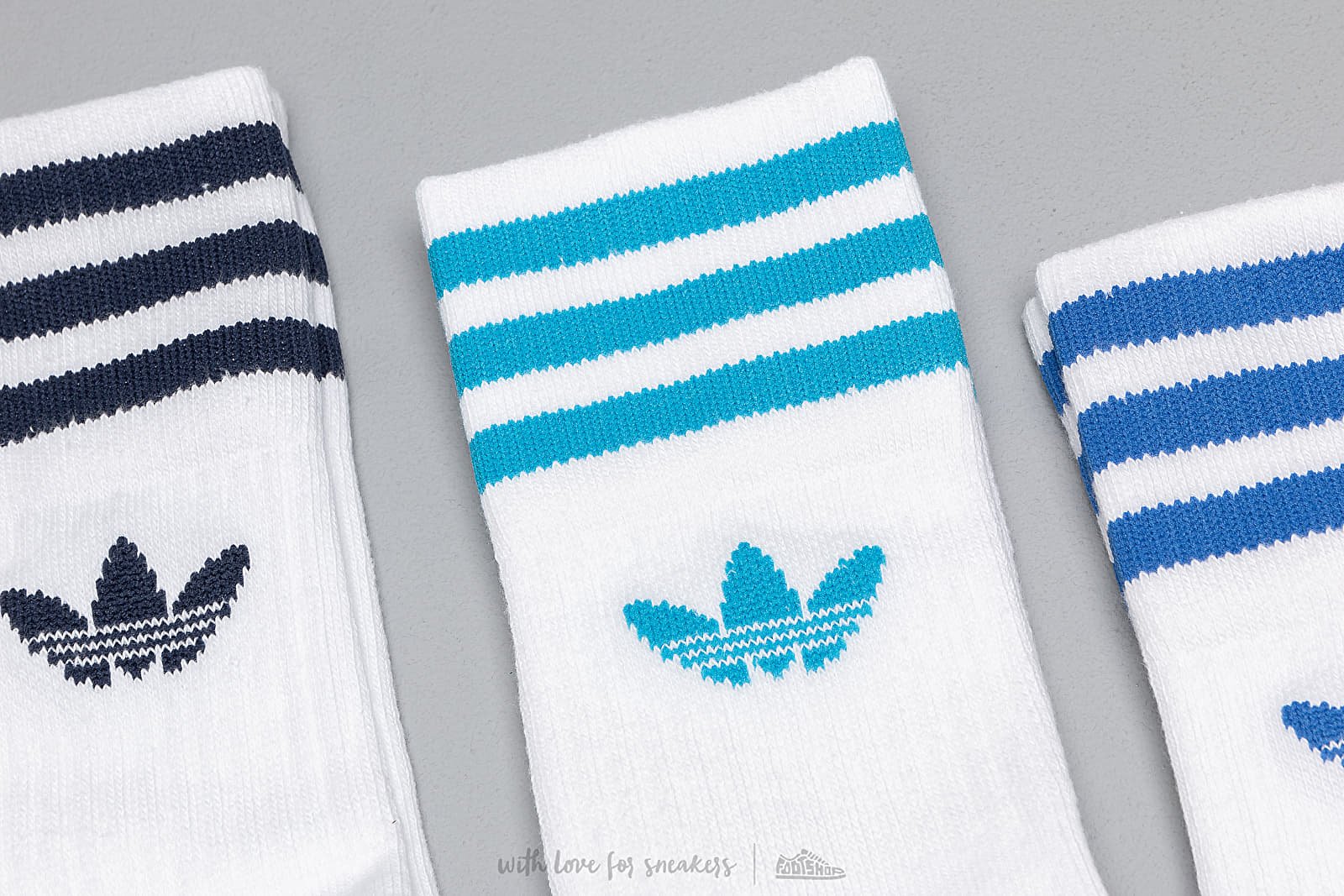 Kojinės adidas Mid Cut Crew 3-Pack Socks White/ Blue/ Black