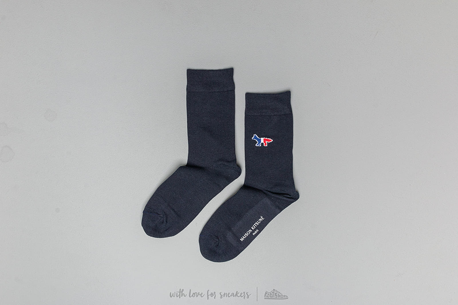 Čarape MAISON KITSUNÉ Tricolor Fox Socks Navy