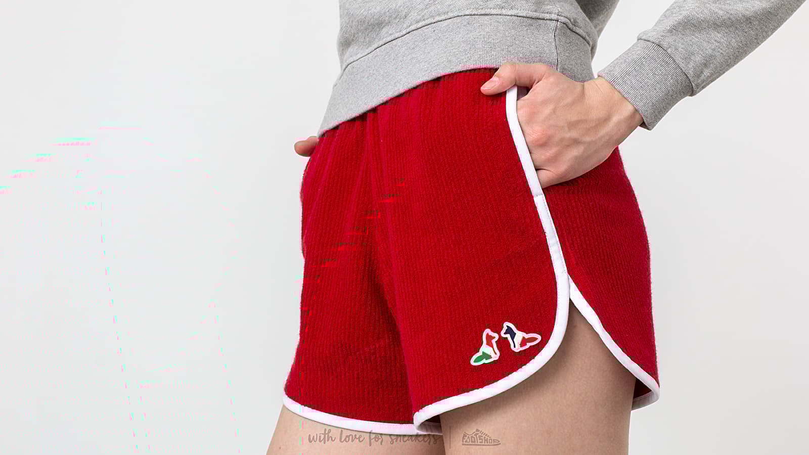 Red terry top cloth shorts