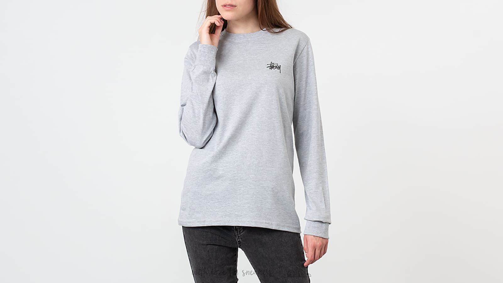 Majice T-shirt Stüssy Basic Longsleeve Tee Grey Heather