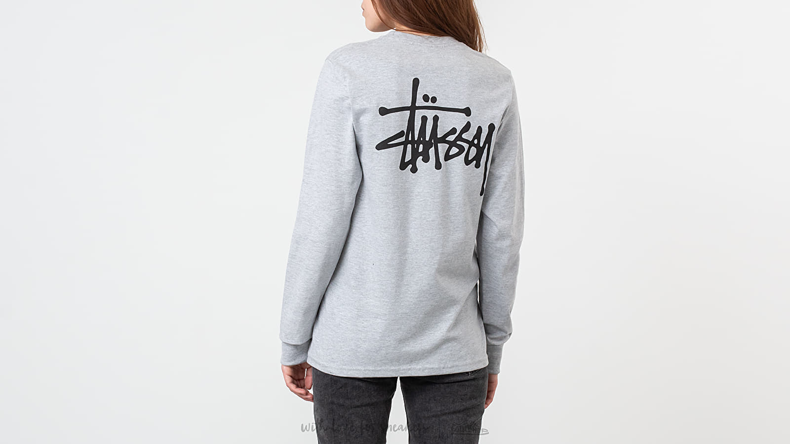 Majice T-shirt Stüssy Basic Longsleeve Tee Grey Heather
