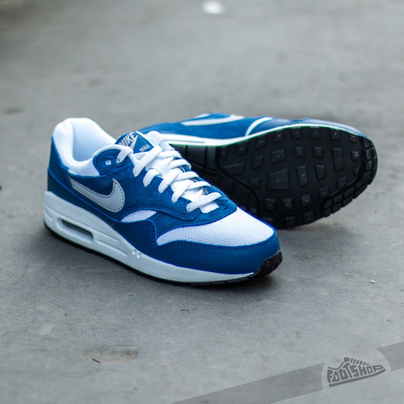 Women's shoes Nike Air Max 1 (GS) White/ Wolf Grey-Gym Blue | Footshop