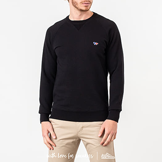 MAISON KITSUNÉ Tricolor Fox Patch Crewneck Black | Footshop