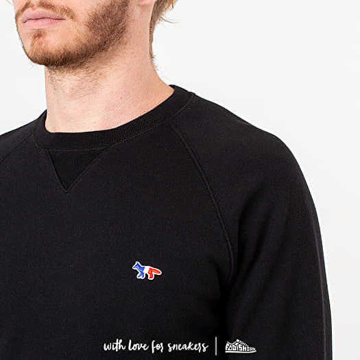 MAISON KITSUNÉ Tricolor Fox Patch Crewneck Black | Footshop