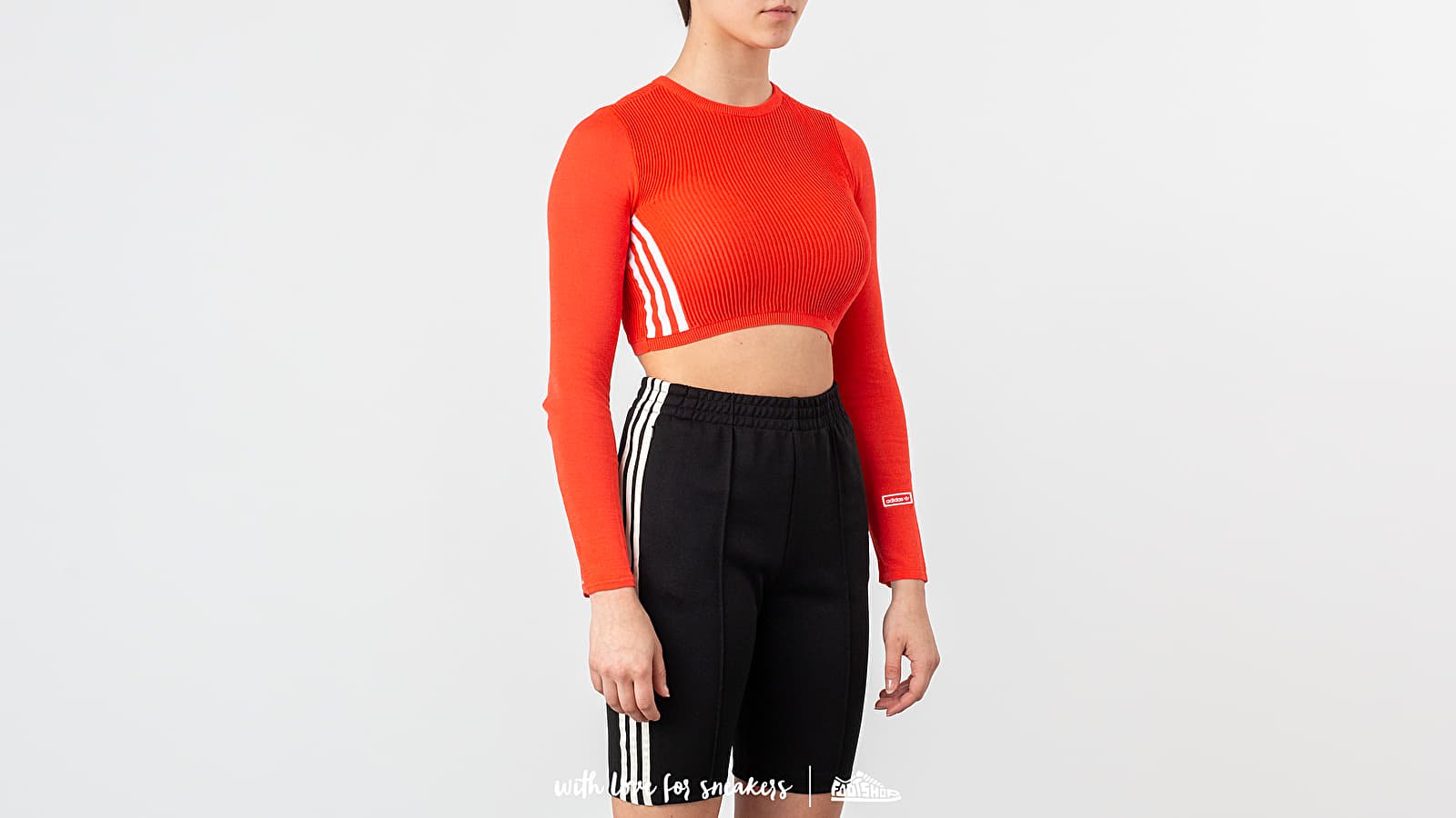 Marškinėliai adidas Long Sleeve Crop Tee Bright Red