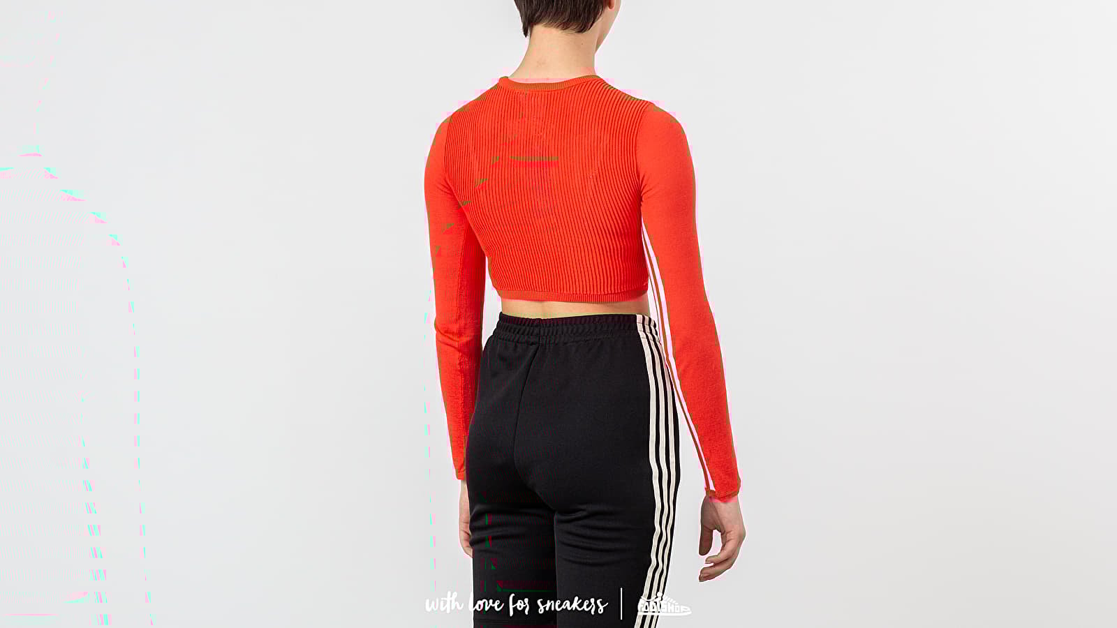 Marškinėliai adidas Long Sleeve Crop Tee Bright Red