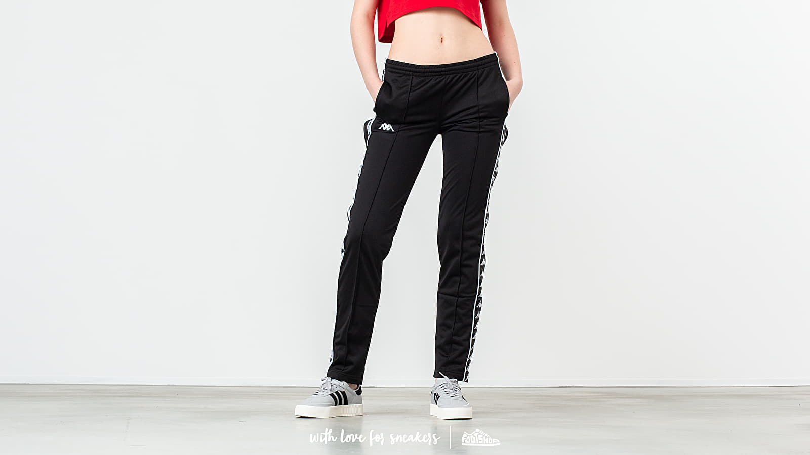 Pants and jeans Kappa Banda Wastoria Snaps Pants Black White Footshop