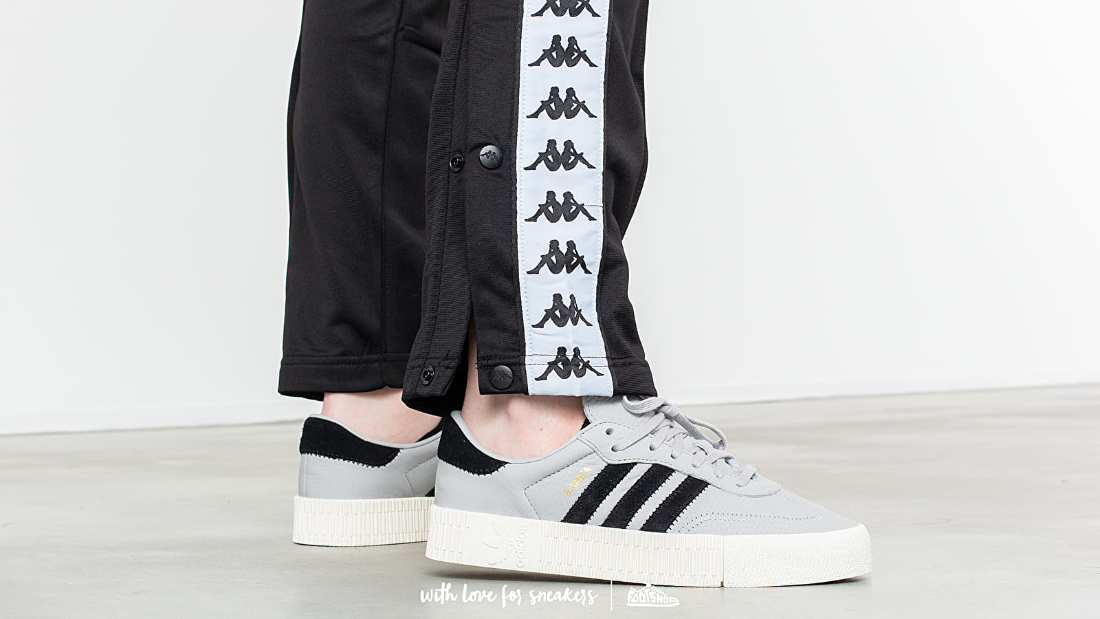 Pants and jeans Kappa Banda Wastoria Snaps Pants Black White Footshop
