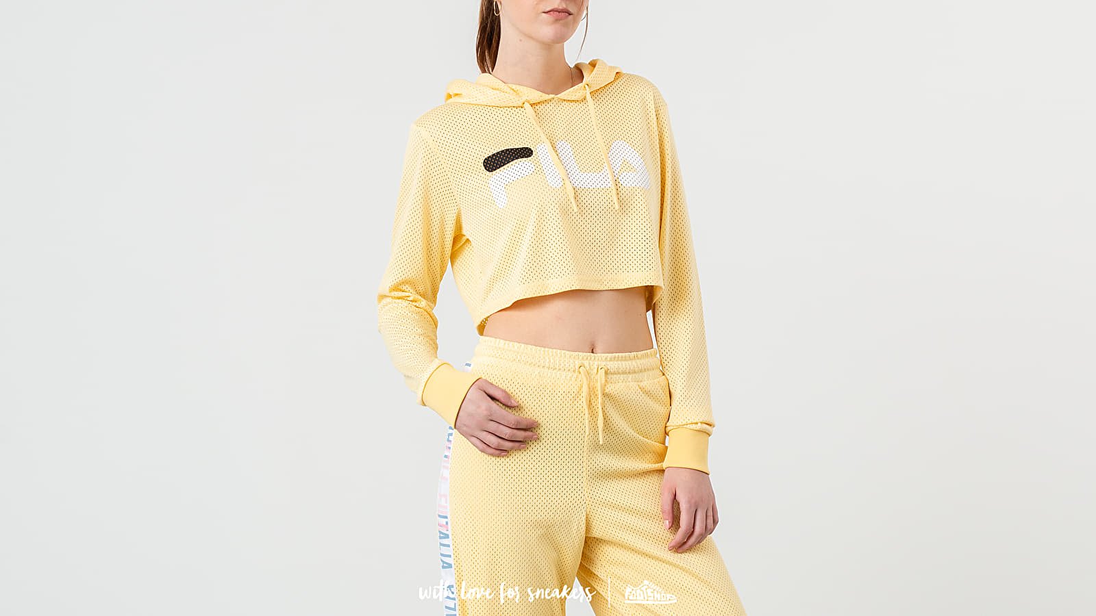 Fila yellow cropped hoodie 2025