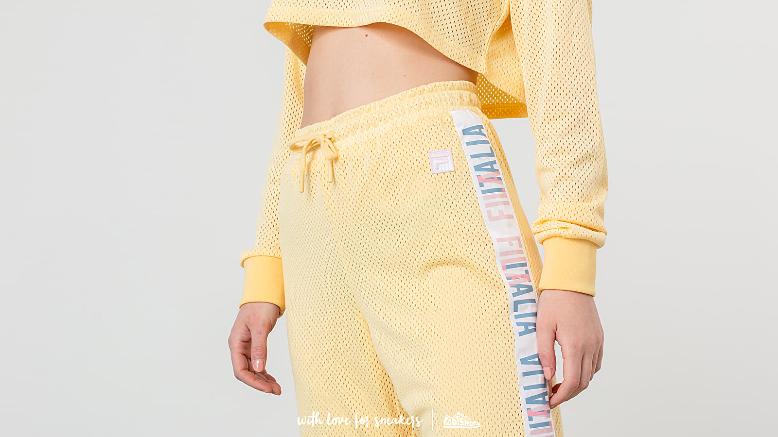 Nohavice FILA Adora Mesh Pants Pale Banana