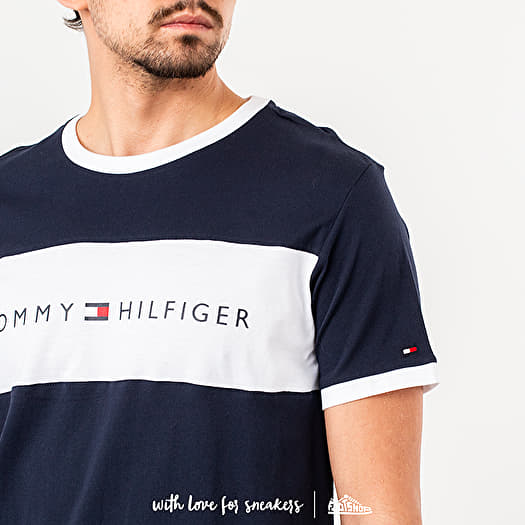 Tommy hilfiger logo flag t shirt navy store