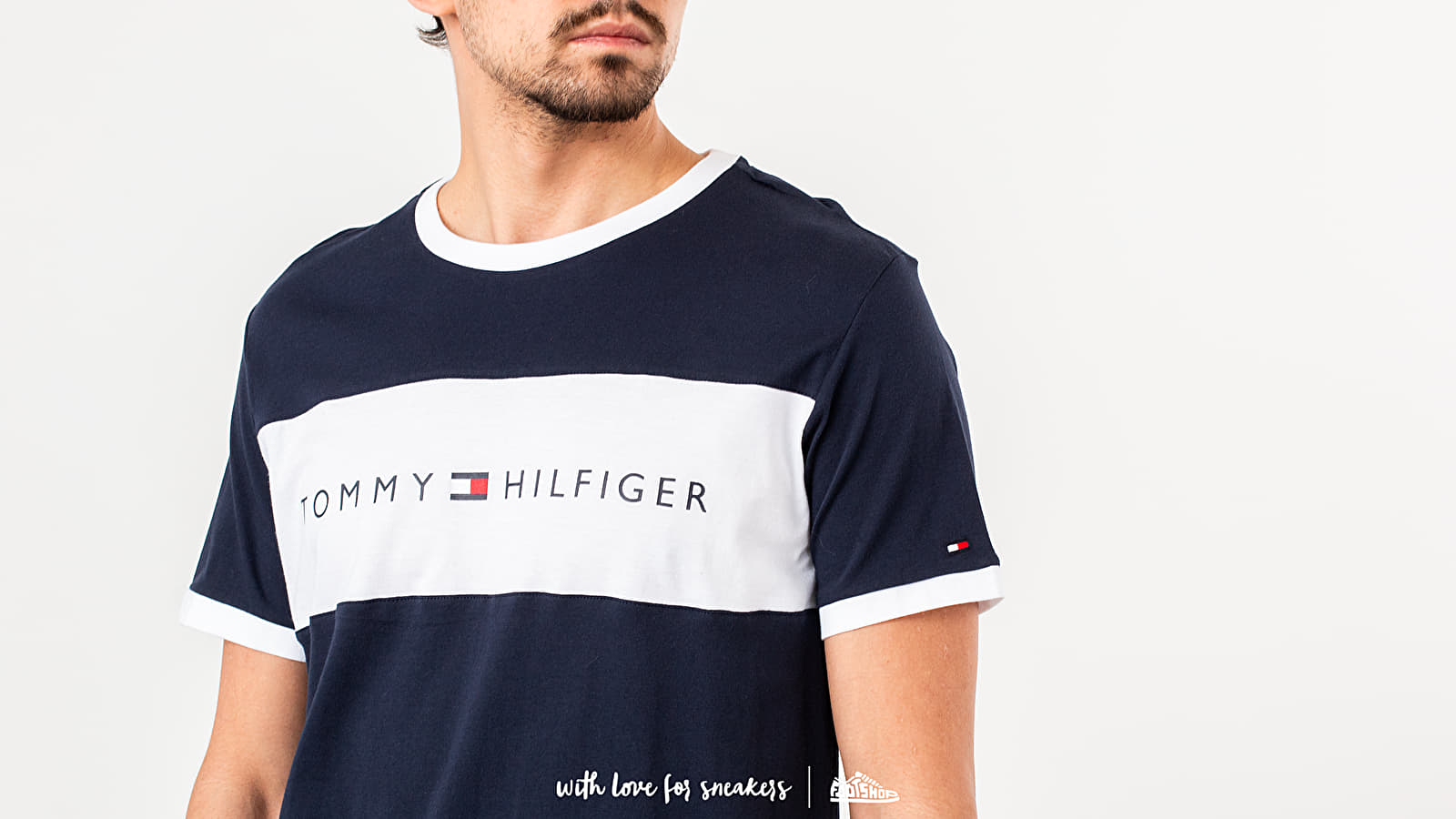 Tricouri Tommy Hilfiger Logo Flag Tee Navy/ White