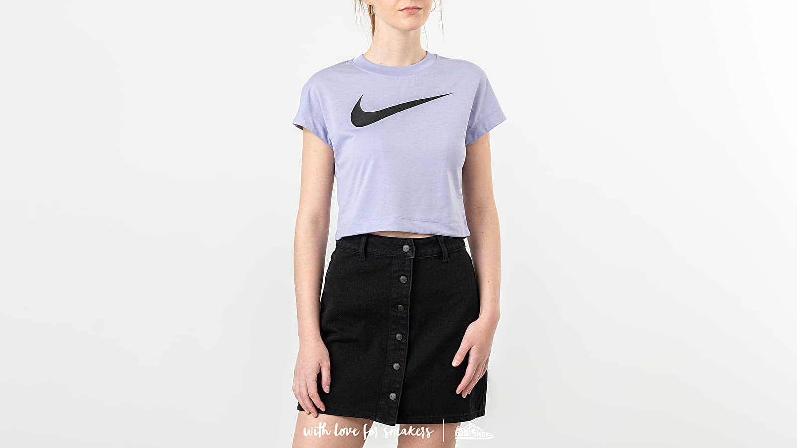 T-shirts Nike Sportswear Swoosh Shortsleeve Crop Top Purple Dawn/ Black