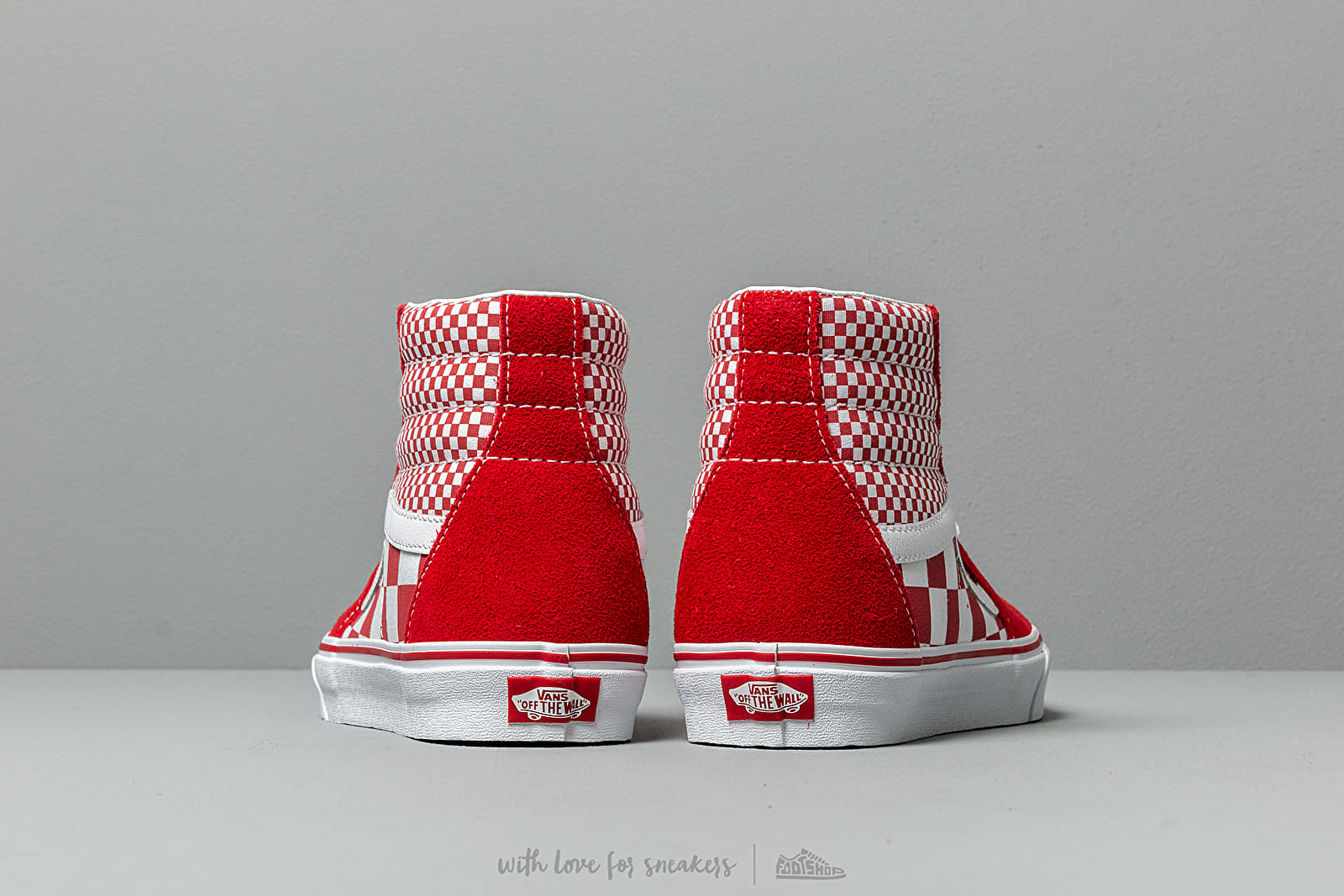 Mixed checkerboard vans deals high top