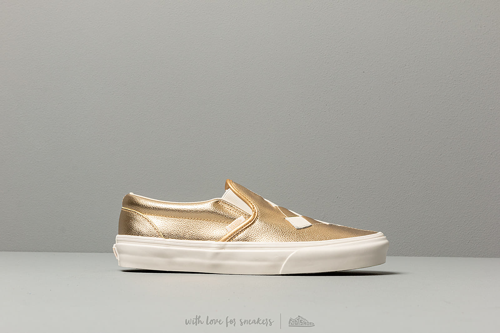 Pánske tenisky a topánky Vans Classic Slip-On (Woven Leather) Brushed Gold