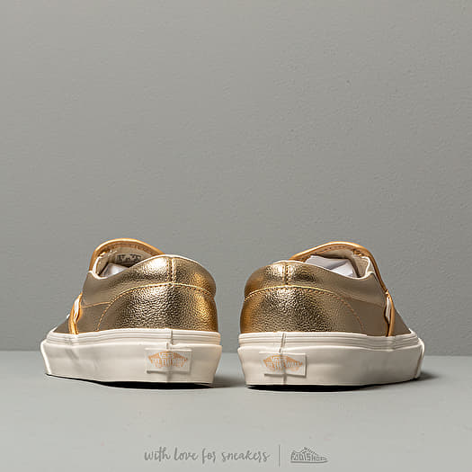 Gold leather vans clearance
