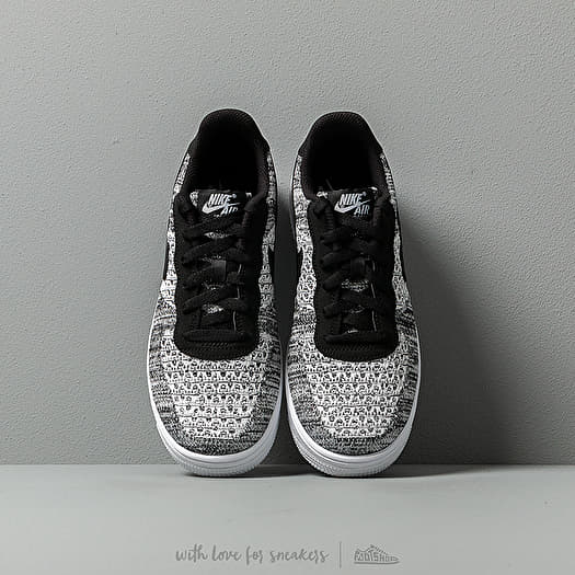 Nike Air Force 1 Flyknit 2.0 GS Black Pure Platinum White White Footshop