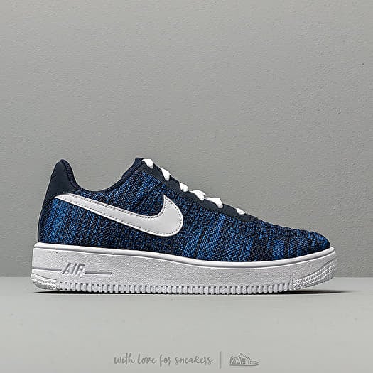 Kids sneakers and shoes Nike Air Force 1 Flyknit 2.0 GS College Navy White Obsidian Footshop