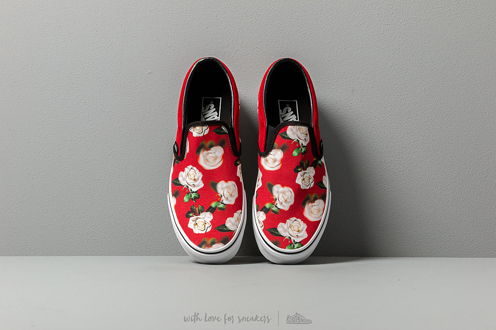 Romantic floral slip on vans hot sale