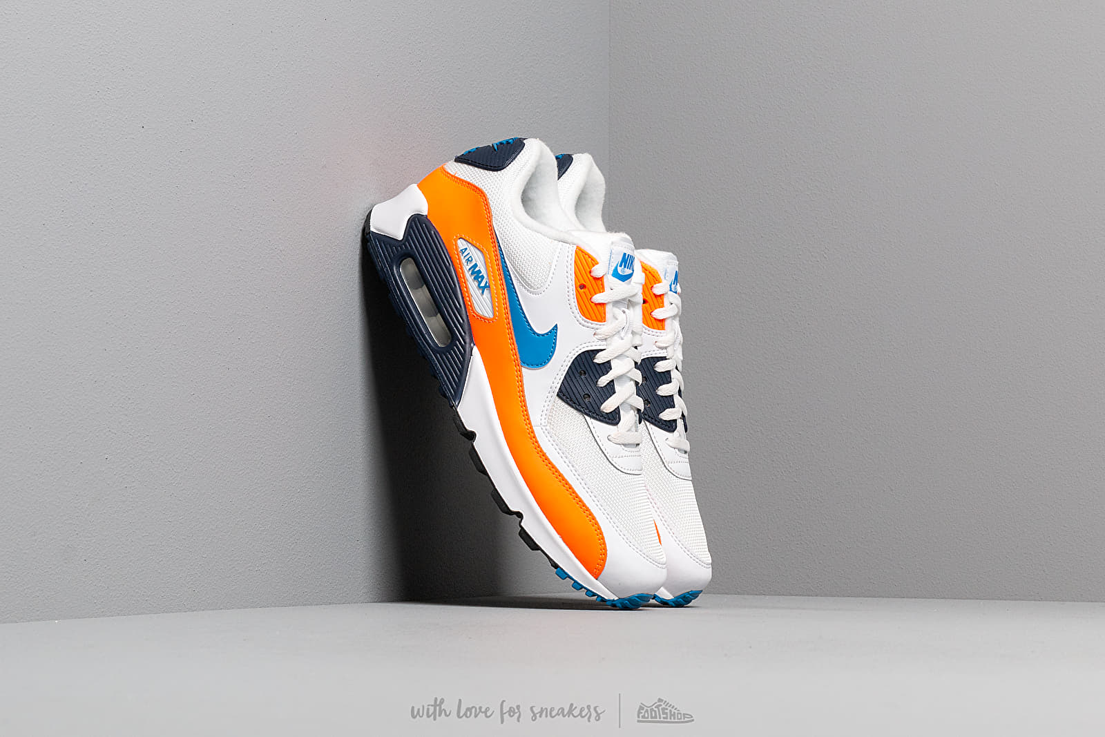 Мъжки кецове и обувки Nike Air Max 90 Essential White/ Photo Blue-Total Orange