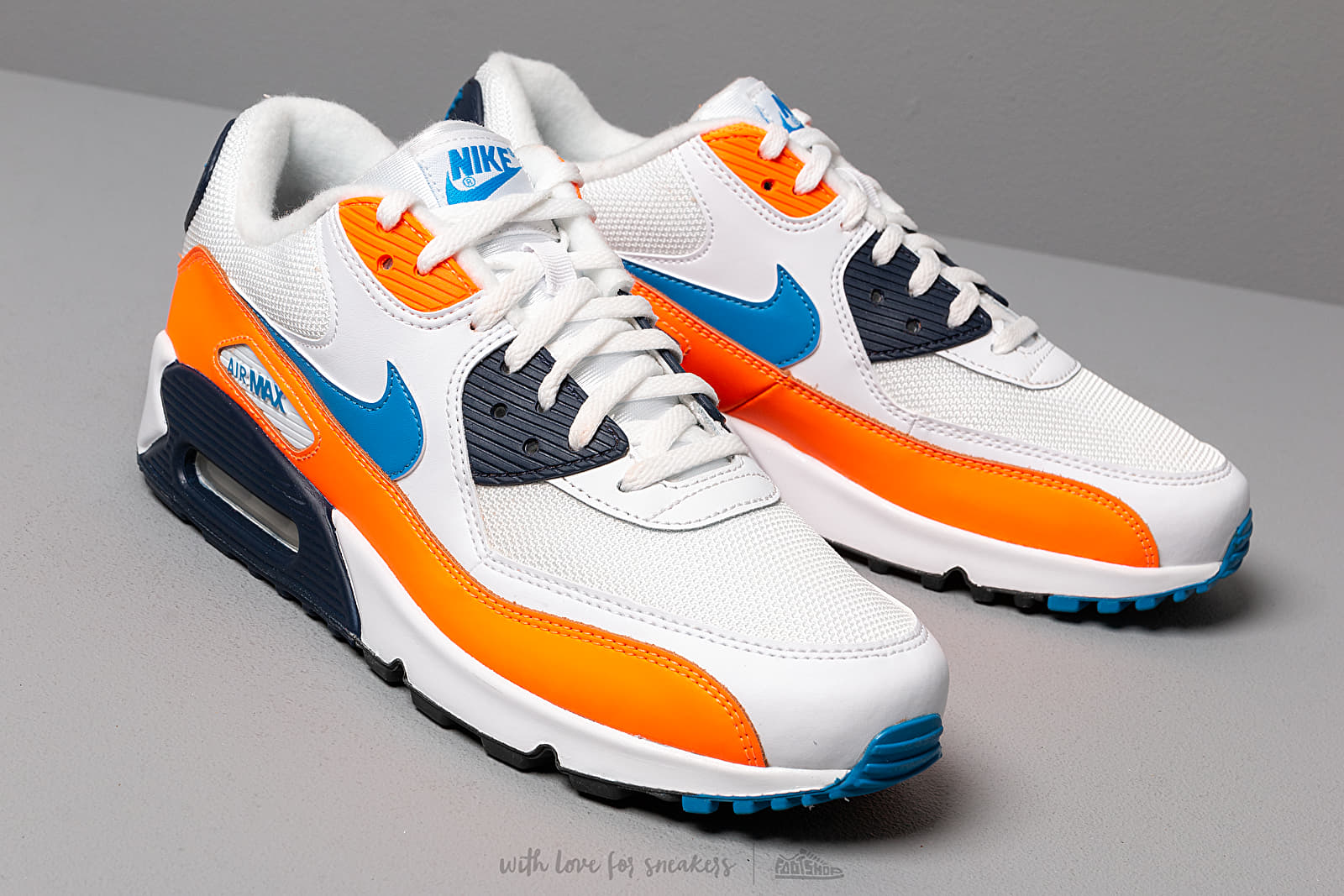 Men's shoes Nike Air Max 90 Essential White/ Photo Blue-Total Orange |  Footshop