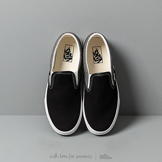 Vans slip on chambray hot sale black