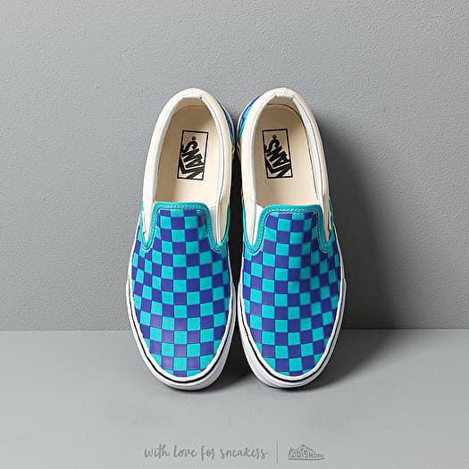 Blue and green checkered vans hot sale