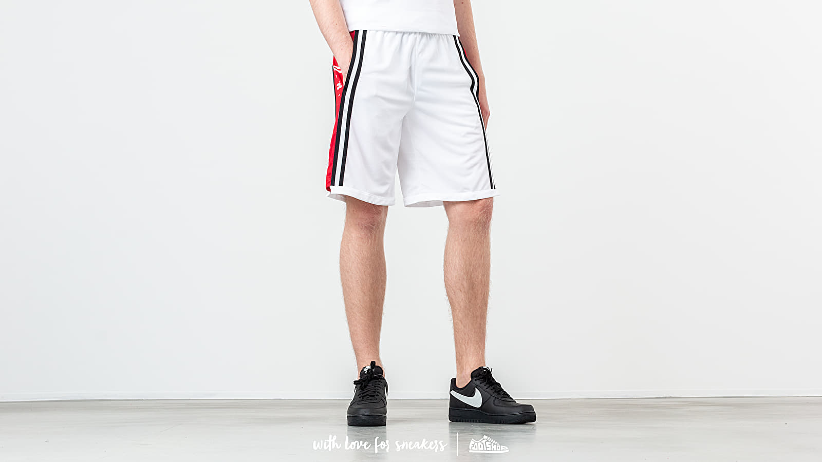 Shorts Jordan Hybrid Basketball Shorts White/ Gym Red/ Black