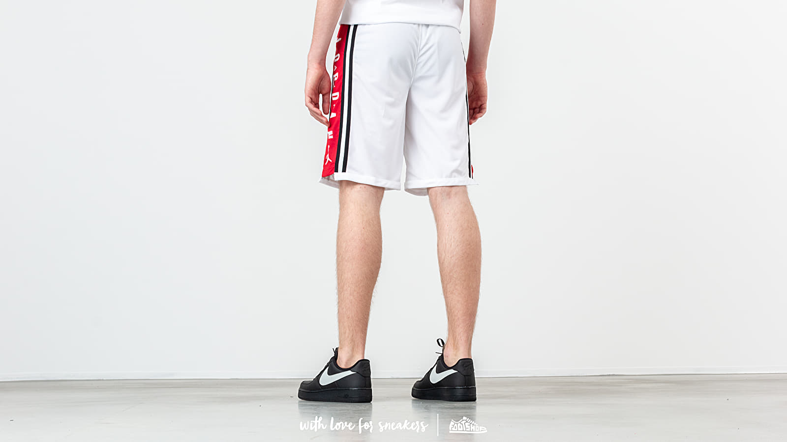 Shorts Jordan Hybrid Basketball Shorts White/ Gym Red/ Black