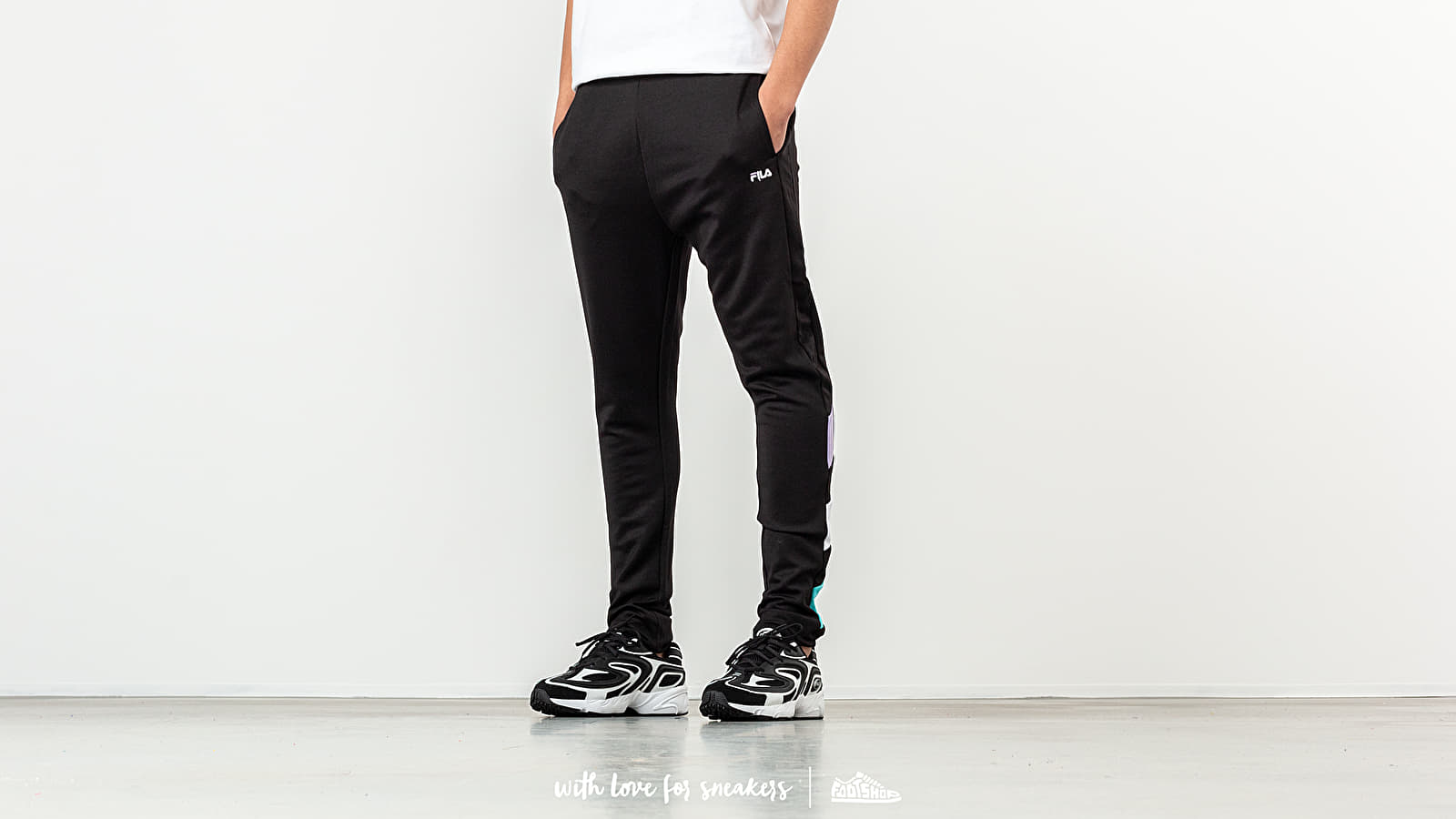 Pants and jeans FILA Kamil Track Pants Black/ Violet Tulip/ Bright White/ Blue Curacao