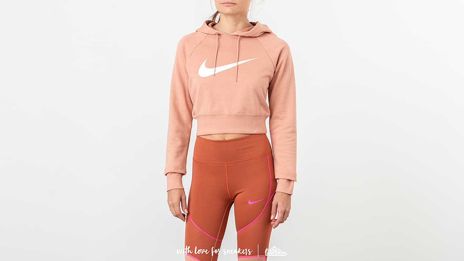 Nike swoosh crop hoodie in white sale