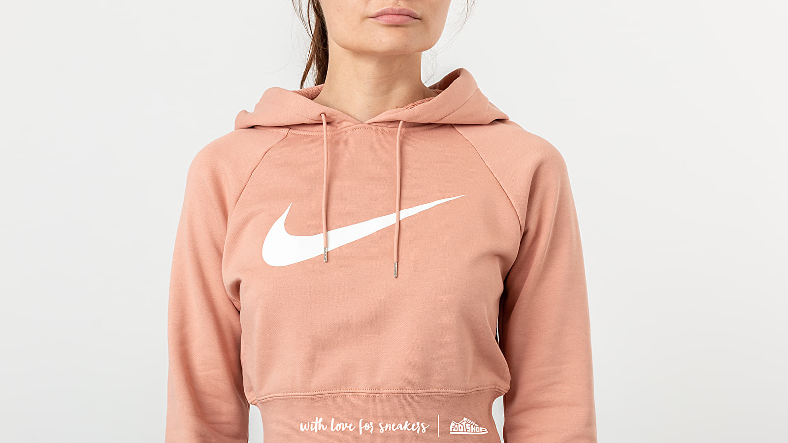 Hoodies and sweatshirts Nike Sportswear Swoosh Crop Hoodie Rose Gold White Footshop