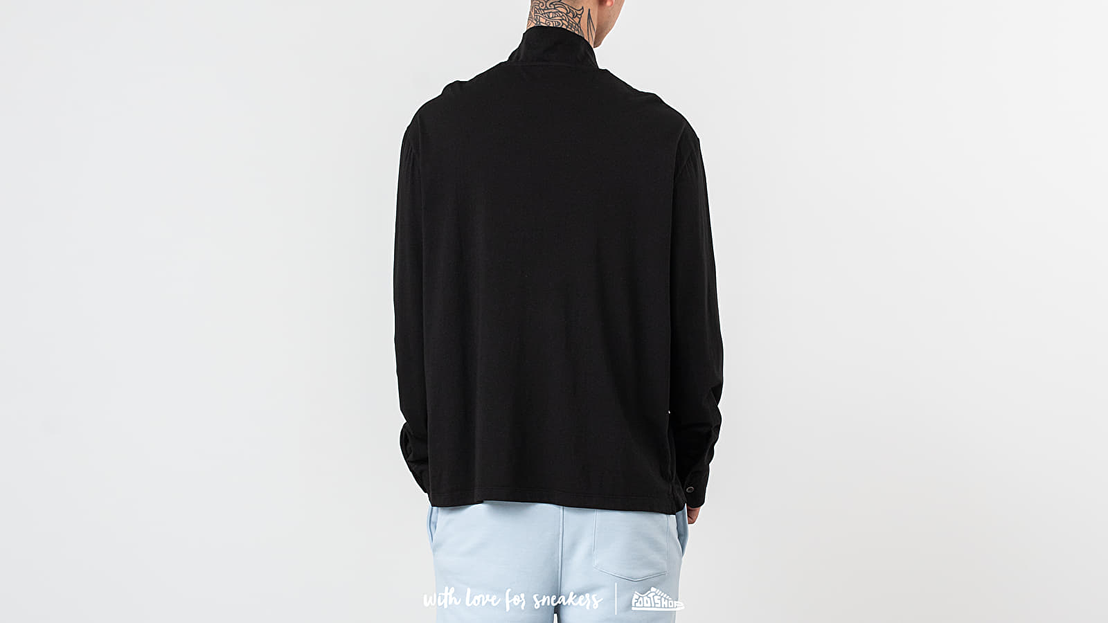 T-Shirts Our Legacy Zip Polo Long Sleeve Tee Washed Black