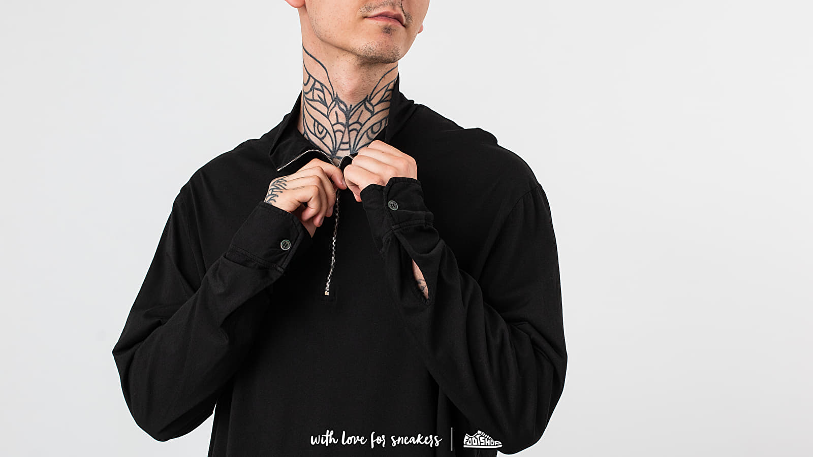 T-Shirts Our Legacy Zip Polo Long Sleeve Tee Washed Black