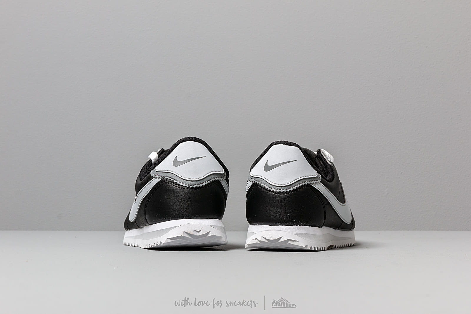 Dětské tenisky a boty Nike Cortez Basic Leather Double (GS) Black/ Pure Platinum-Cool Grey
