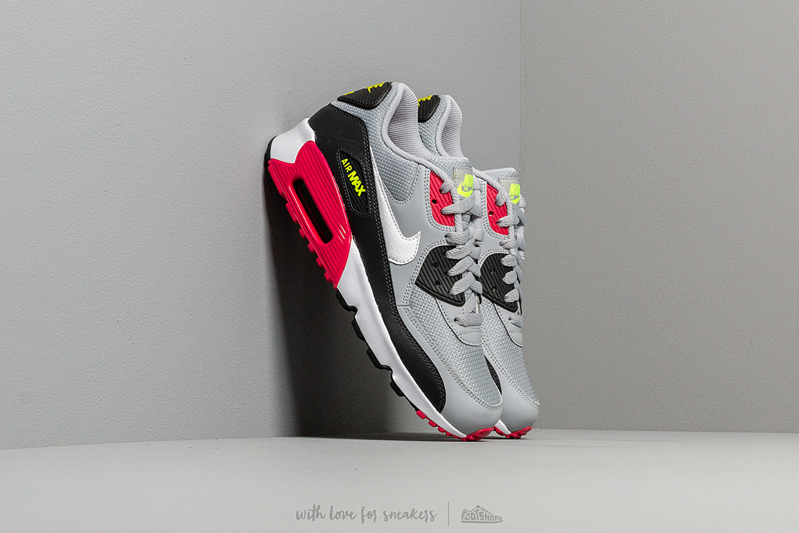 Vaikų sportbačiai ir batai Nike Air Max 90 Mesh (GS) Wolf Grey/ White-Rush Pink-Volt