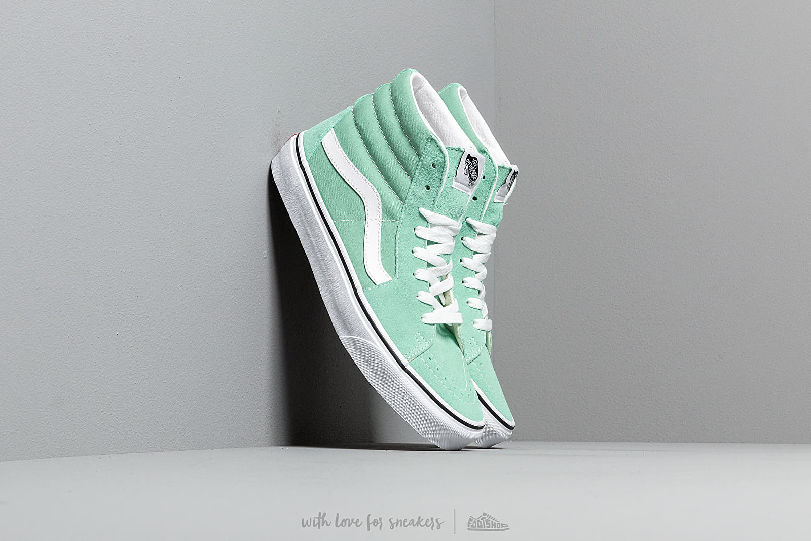 Mint green vans sales high tops