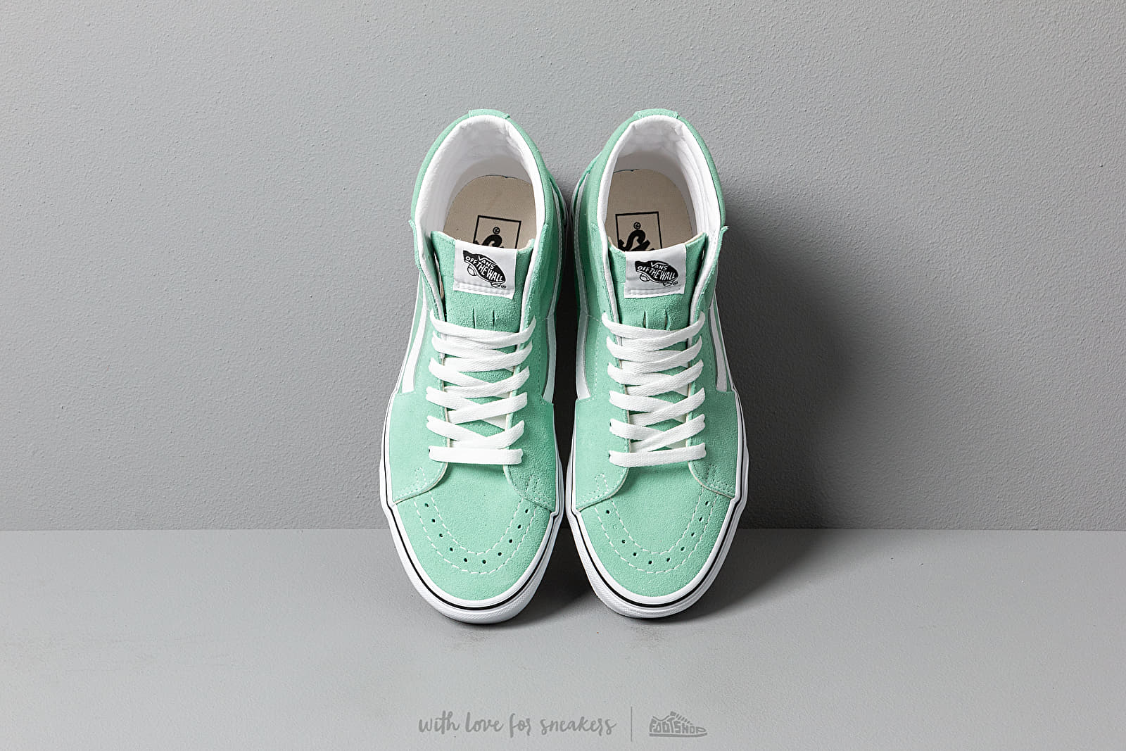 Mens mid tops high tops Vans SK8 Hi Neptune Green True White
