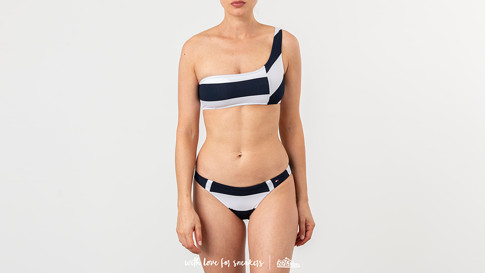Swimsuit Tommy Hilfiger Offshoulder Bralette Pique Blockstr Navy Blazer