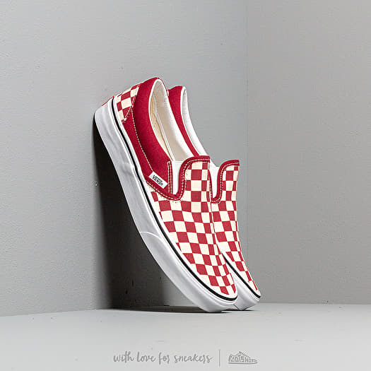 Vans slip on discount checkerboard rumba red